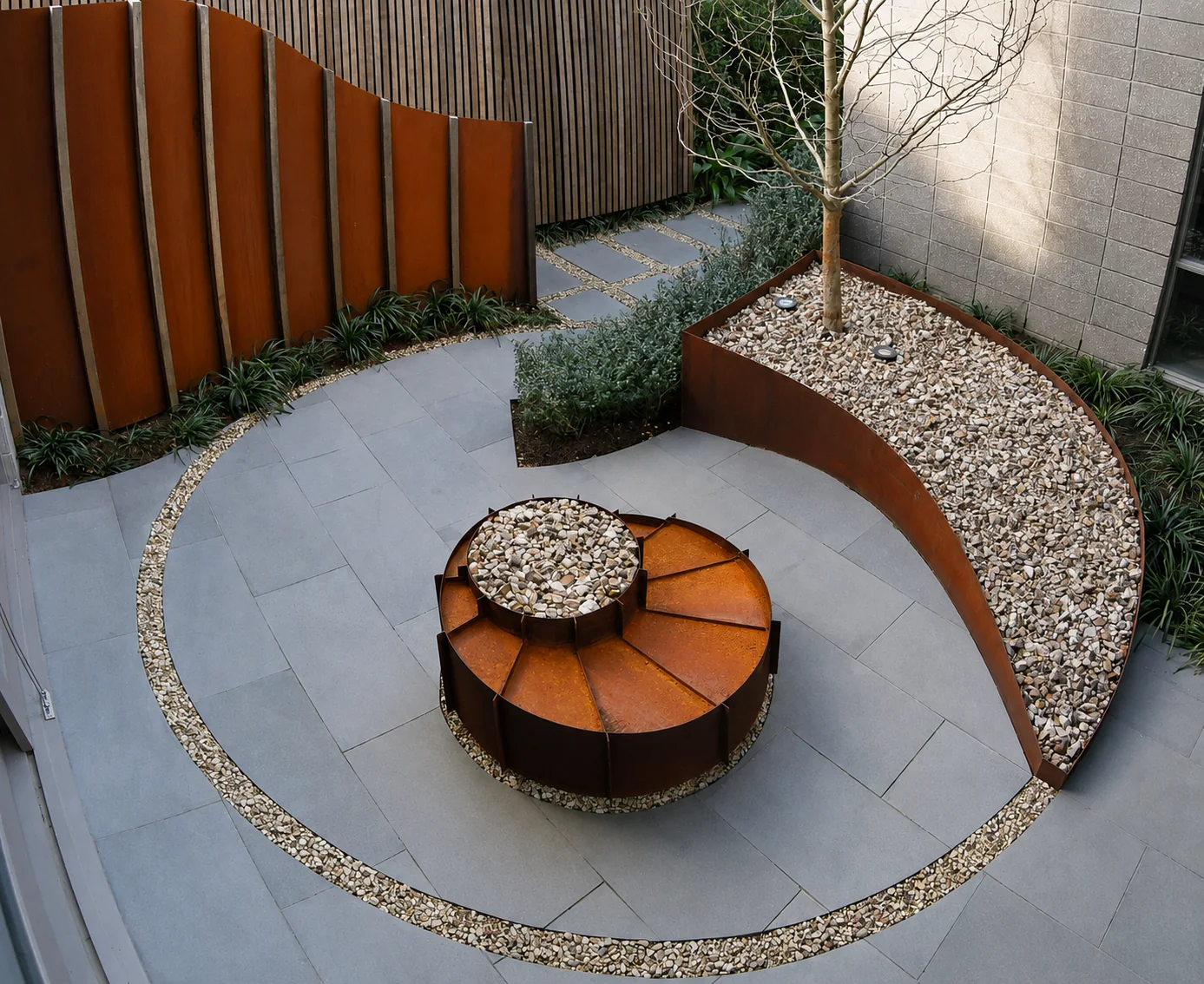 AA West concrete pavers in a circular courtyard