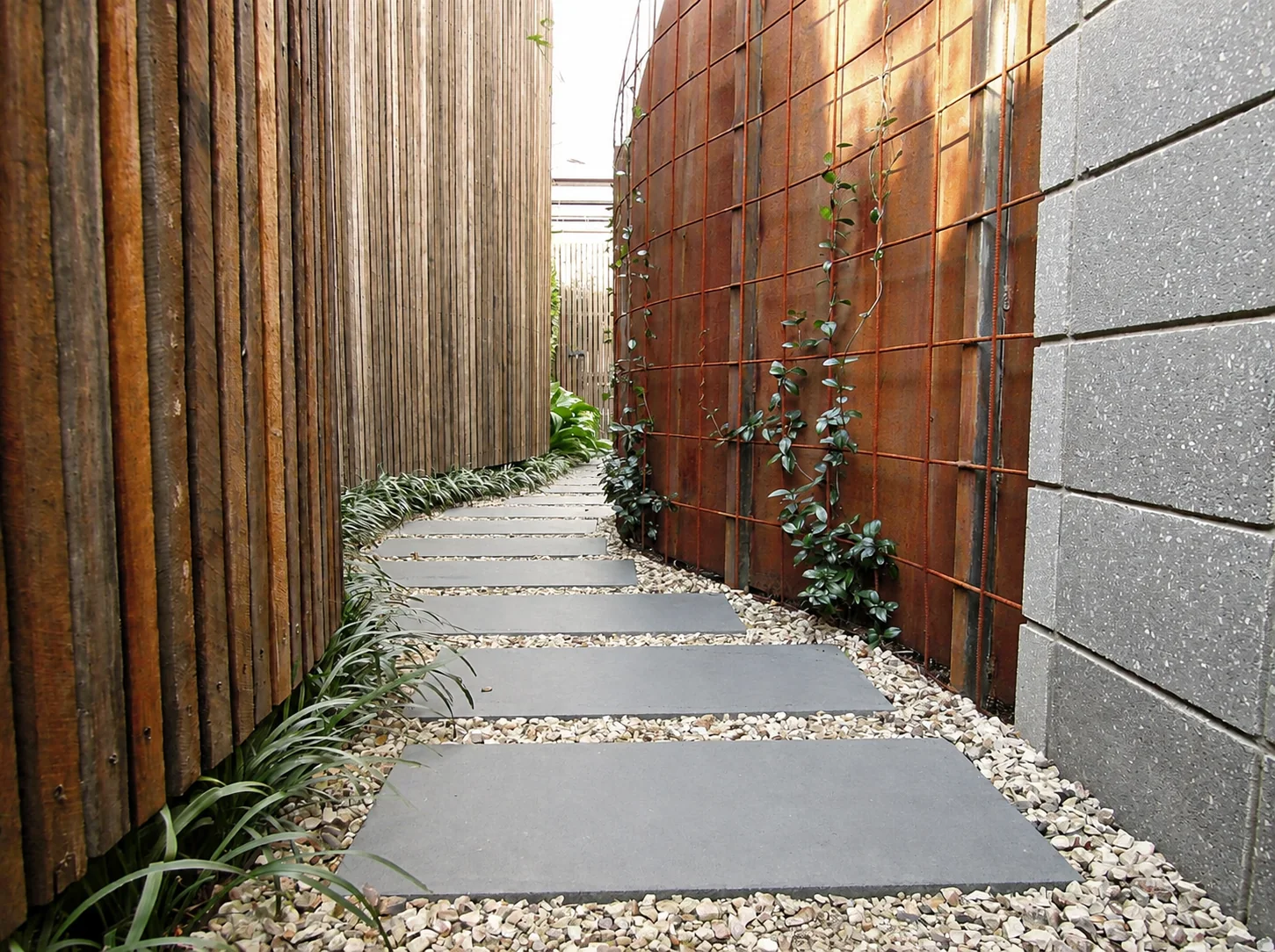 AA West concrete pavers on a side path