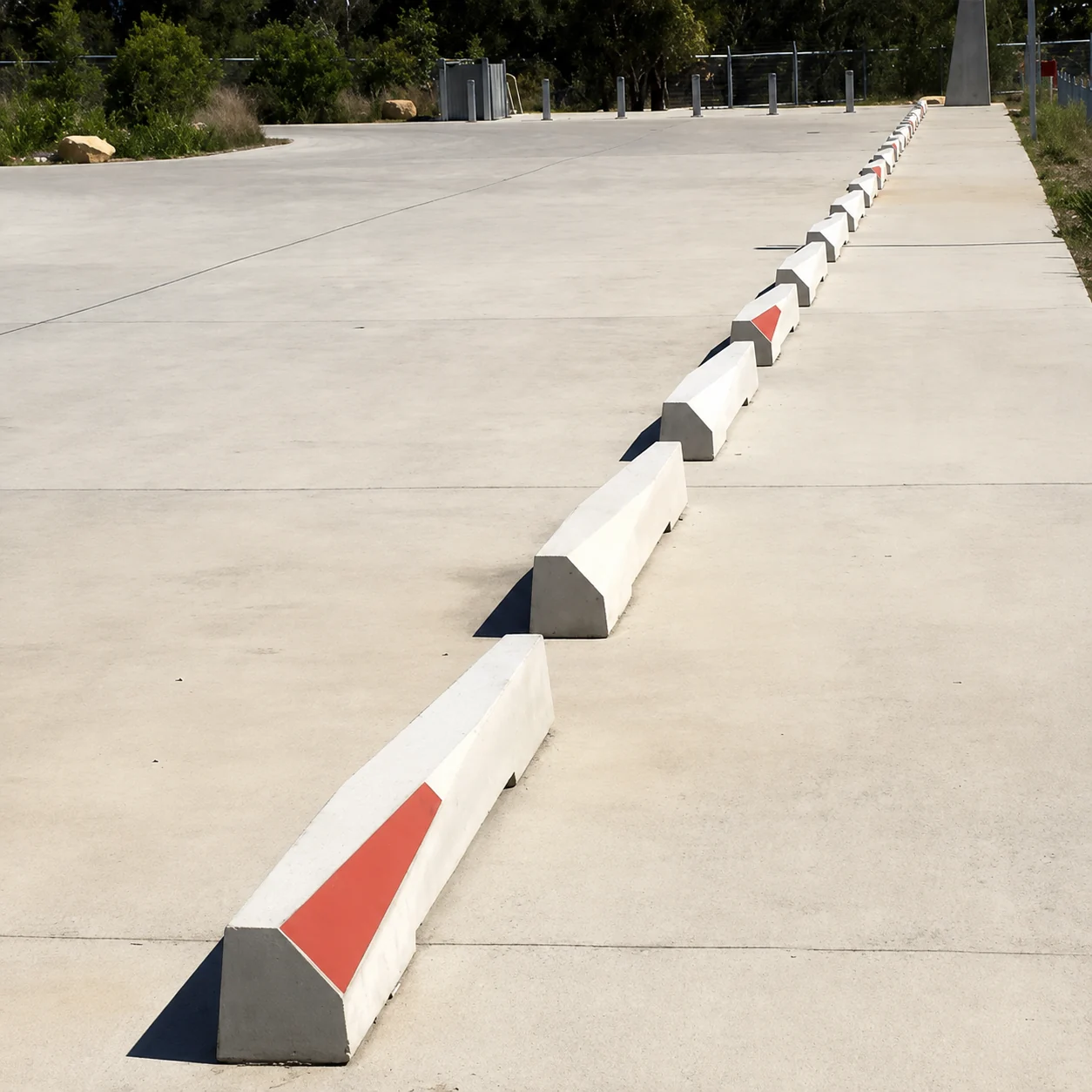 AA West precast concrete wheel stops in a car park