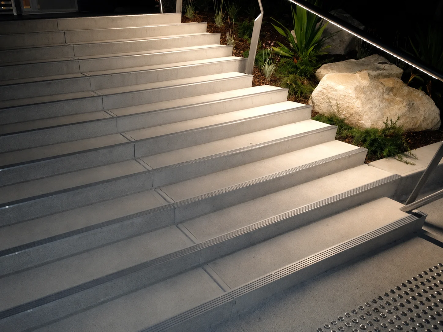 AA West precast step risers in a commercial setting